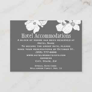 White Vintage Dogwood Hotel Accommodation Cards