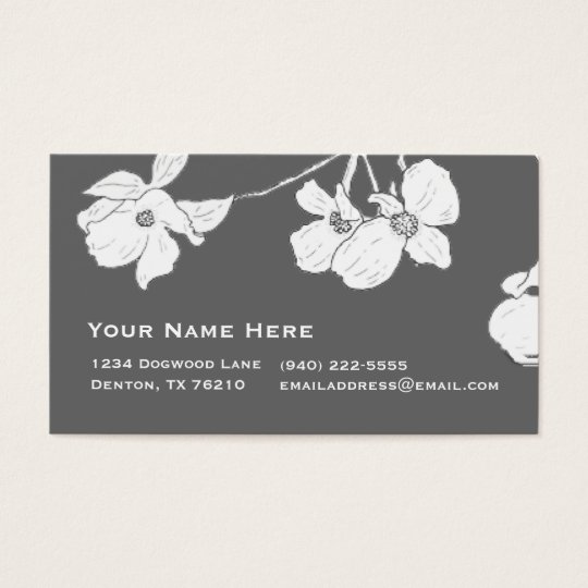 White Vintage Dogwood on Grey Business Card