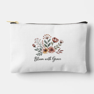 White Vintage Floral Flower Wildflowers Accessory Pouch
