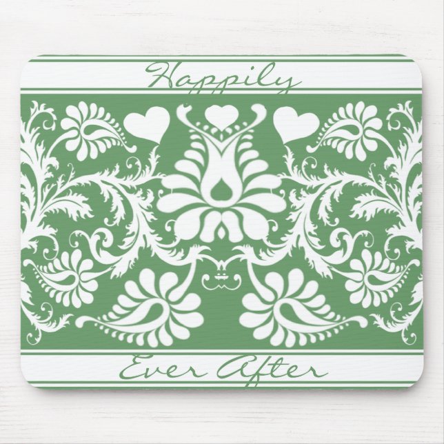 White Vintage Floral Wedding Favours Mouse Mat (Front)