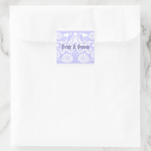 White Vintage Floral Wedding Favours Square Sticker (Bag)