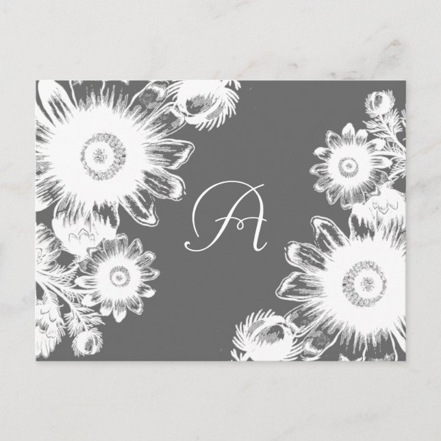 White Vintage Flower -choose colour - RSVP Card (Front)