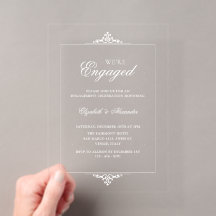 White Vintage Frame Old Money We're Engaged Party
