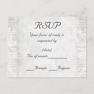 White Vintage Inspired RSVP Card Template