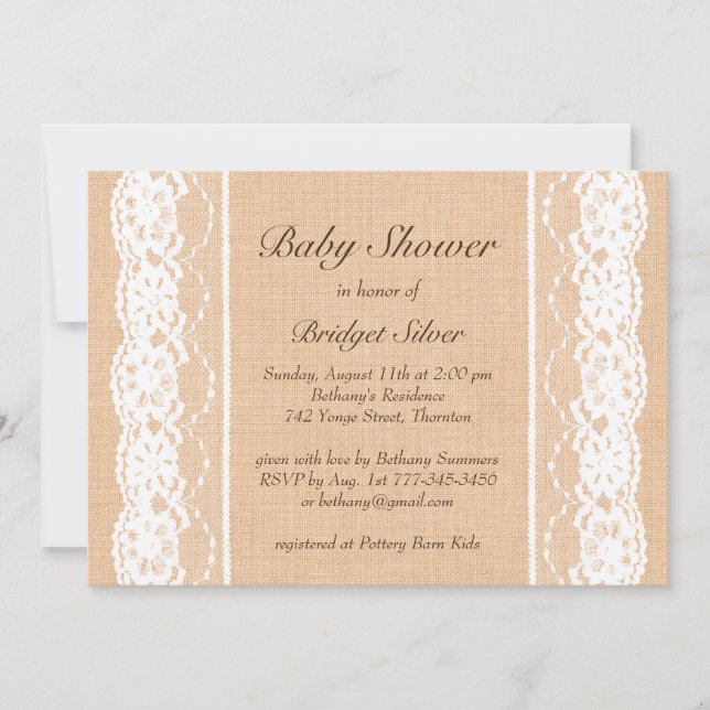 White Vintage Lace Baby Shower Invitation (Front)