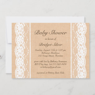 White Vintage Lace Baby Shower Invitation