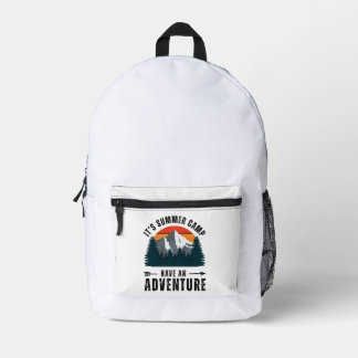 White Vintage Mountain Nature Retro Adventure Printed Backpack