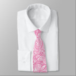White vintage paisley on pink background tie<br><div class="desc">The white vintage floral paisley pattern on pink background color you can change.</div>