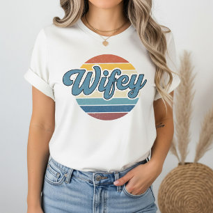 White Vintage Retro Wifey T-Shirt