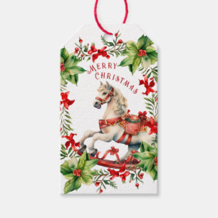 White Vintage Rocking Horse Gift Tags