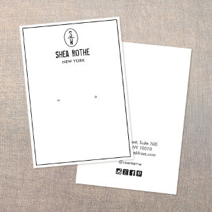 White Vintage Stamp Monogram Earring Display Card