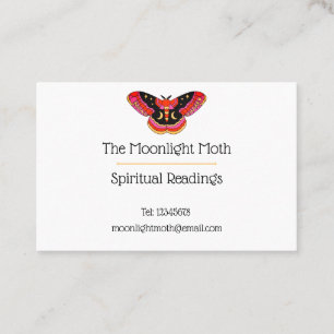 White Vintage Tattoo Style Art Moth Business Card 