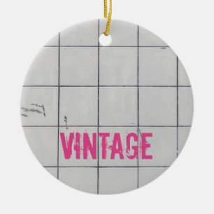 White Vintage Tiles 80s 70s 60s retro used look Ceramic Tree Decoration