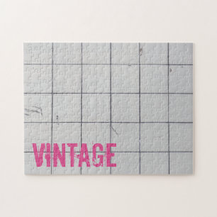 White Vintage Tiles 80s 70s 60s retro used look Jigsaw Puzzle