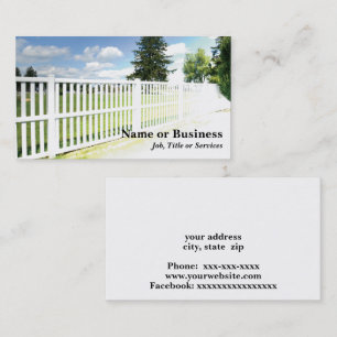 white vinyl fence business card