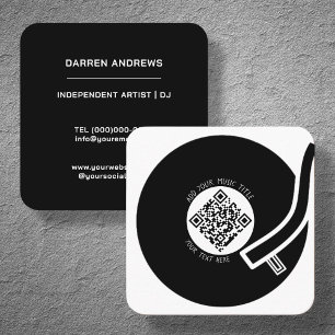 White Vinyl LP   Music QR Code Square Business Card
