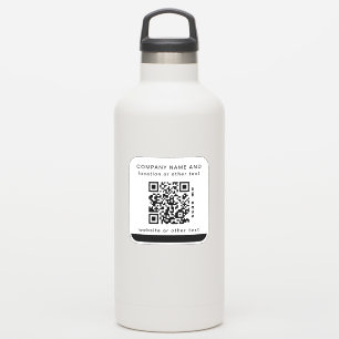 White Vinyl square Business QR code Water Bottle