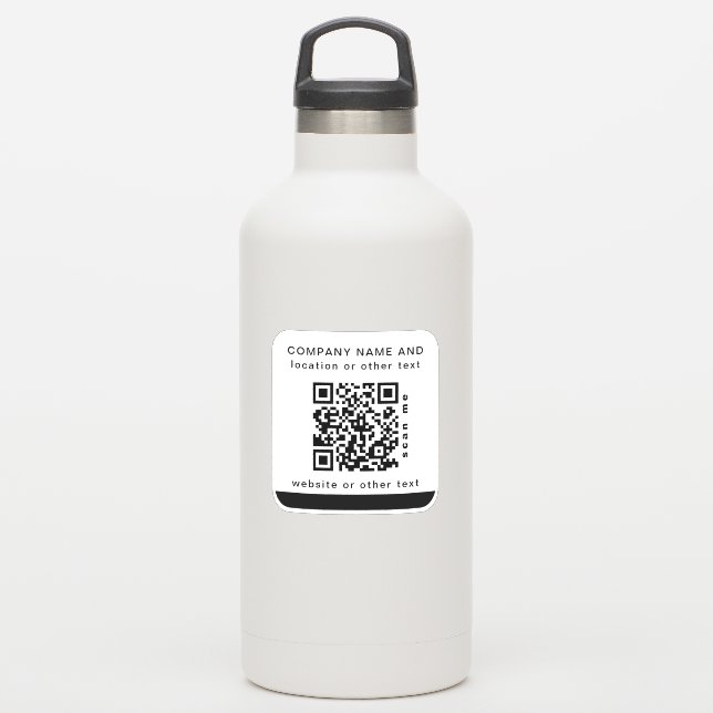 White Vinyl square Business QR code Water Bottle (Waterbottle)