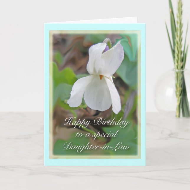 White Violet Daughter-in-Law Birthday Card (Front)
