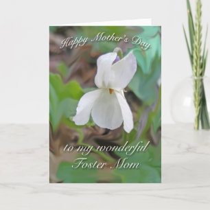 White Violet Foster Mum Mother's Day Card