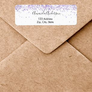 White violet glitter glamourous return address