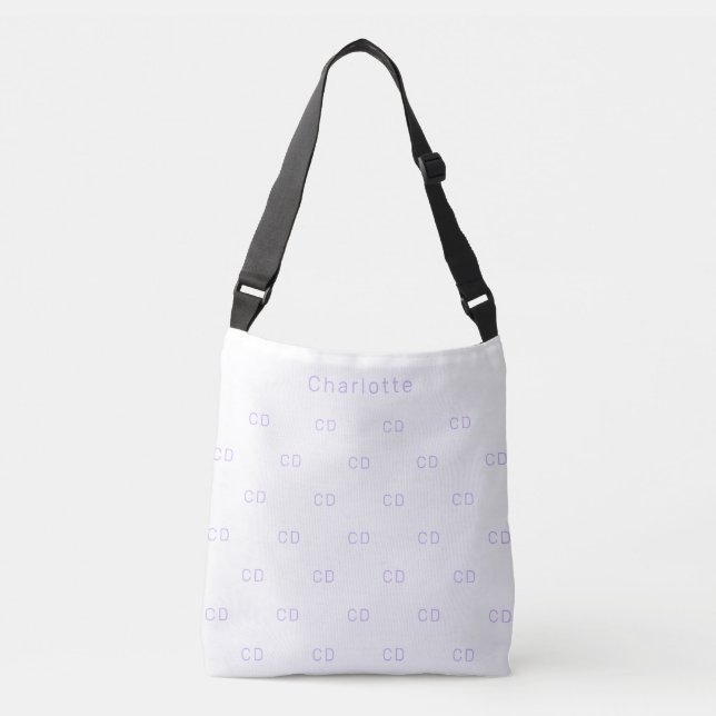 White violet monogram initials pattern name crossbody bag (Front)