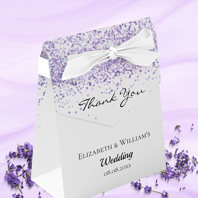White violet thank you wedding favour box (Creator Uploaded)