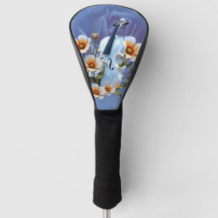White Violin with Flowers – Elegant Music & Nature Golf Head Cover
