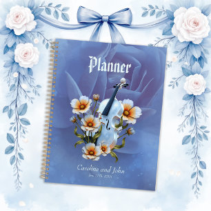 White Violin with Flowers – Elegant Music & Nature Planner