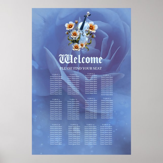 White Violin with Flowers – Elegant Music & Nature Poster (Front)