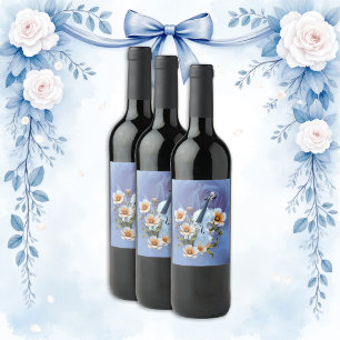 White Violin with Flowers – Elegant Music & Nature Wine Label