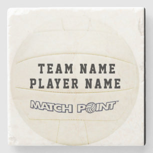 WHITE VOLLEYBALL PERSONALISED STONE COASTER