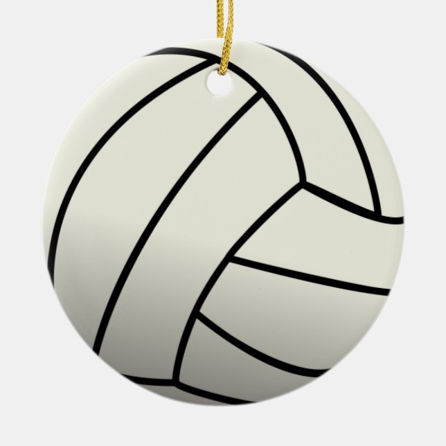 White Volleyball Team Ceramic Tree Decoration (Front)