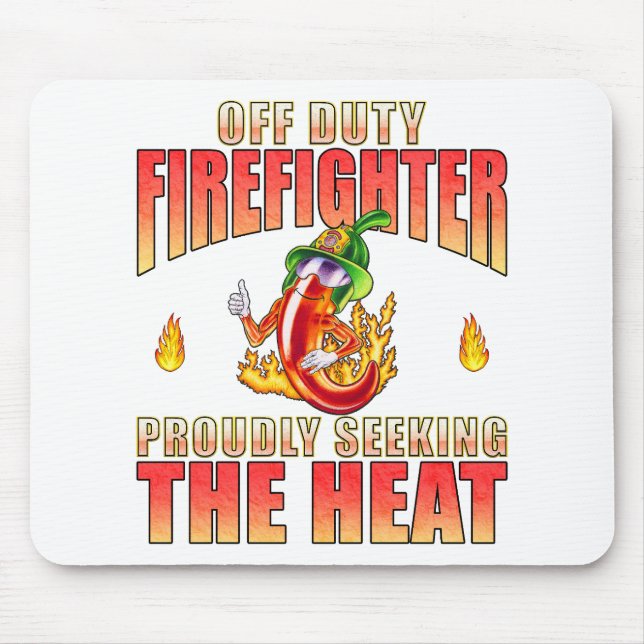 White Volunteer Firefighting Pepper Off Duty Mouse Mat (Front)