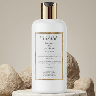 White w faux gold waterproof shampoo bottle label