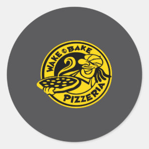 White Wake Bake Zza Logo  Classic Round Sticker