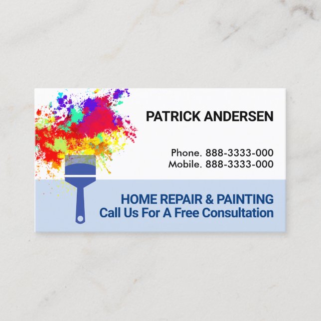 White Wall Peeling Paint Splatter Business Card (Front)