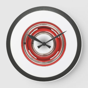 White Wall Tire With Red Rim large clock