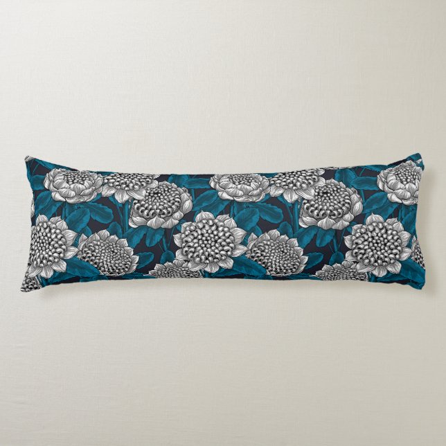 White waratah flowers body cushion (Front)