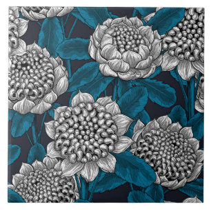 White waratah flowers tile