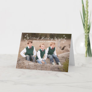 White Warmest Holiday Wishes Photo Greeting Card
