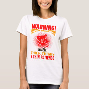 White Warning Football Mom Humor Shirt
