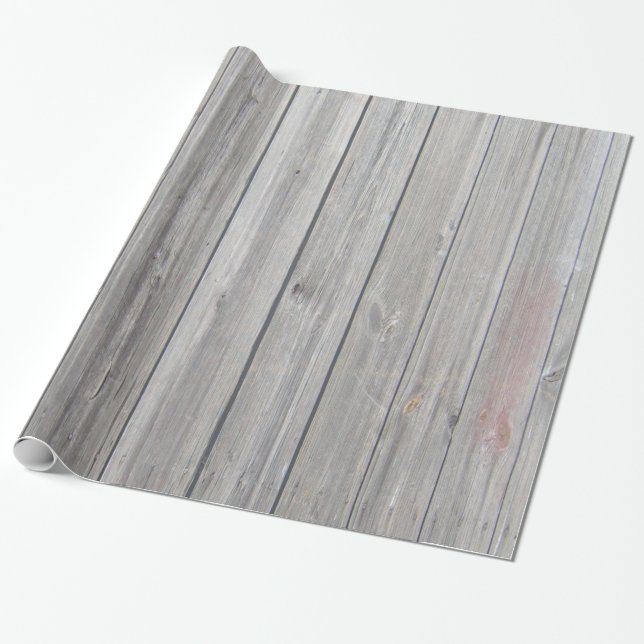 White Wash Barn Wood Country Rustic Wrapping Paper (Unrolled)