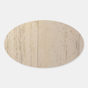 White Washed Textured Wood Grain Oval Sticker