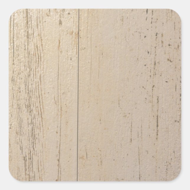 White Washed Textured Wood Grain Square Sticker (Front)