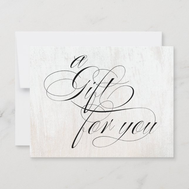 White Washed Wood  Calligraphy Gift Certificate (Front)