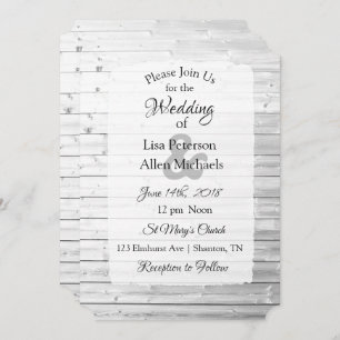 White Washed Wood Wedding invitations