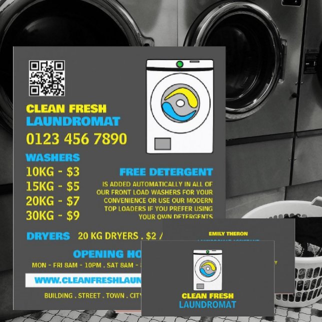 White Washer, Laundromat, Cleaning Service Business Card (Creator Uploaded)