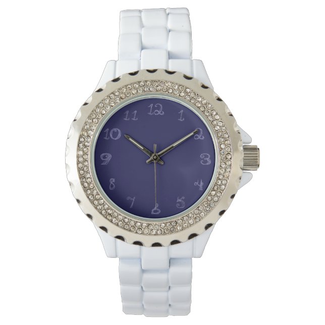 White watch with navy fabric shape numbers (Front)