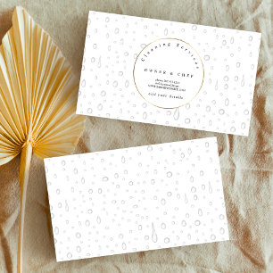 white water drops pattern design cleaning service business card